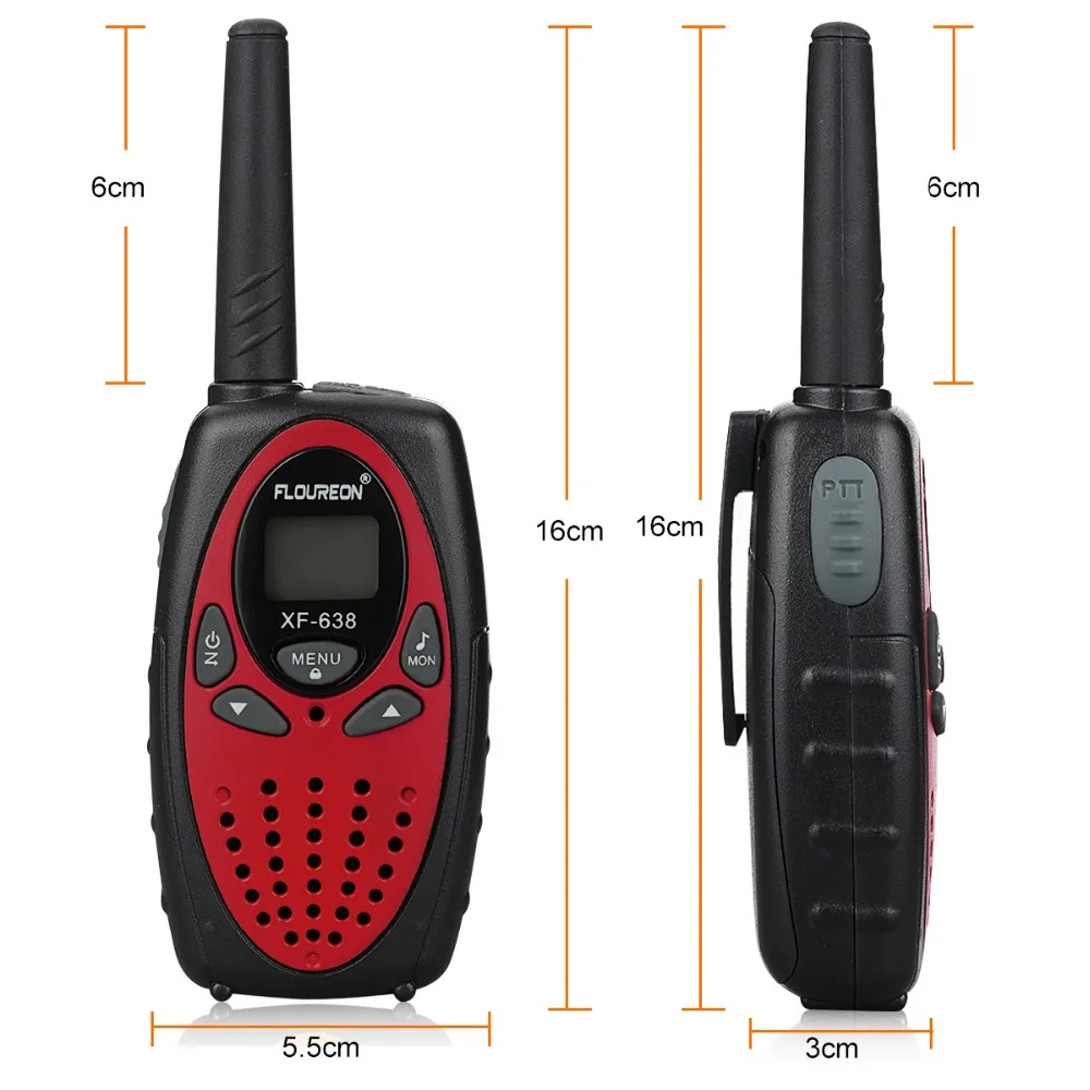 FLOUREON 8-канальный рации UHF400-470MHz двусторонней радиосвязи 3 км переговорные красный ЕС/UK