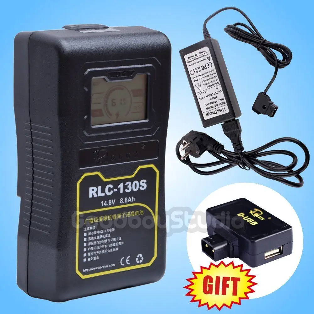 

Rolux RLC-130S 130WH S0ny V-mount LCD Li-ion Battery with RL-T1A D-Tap Charger Kit