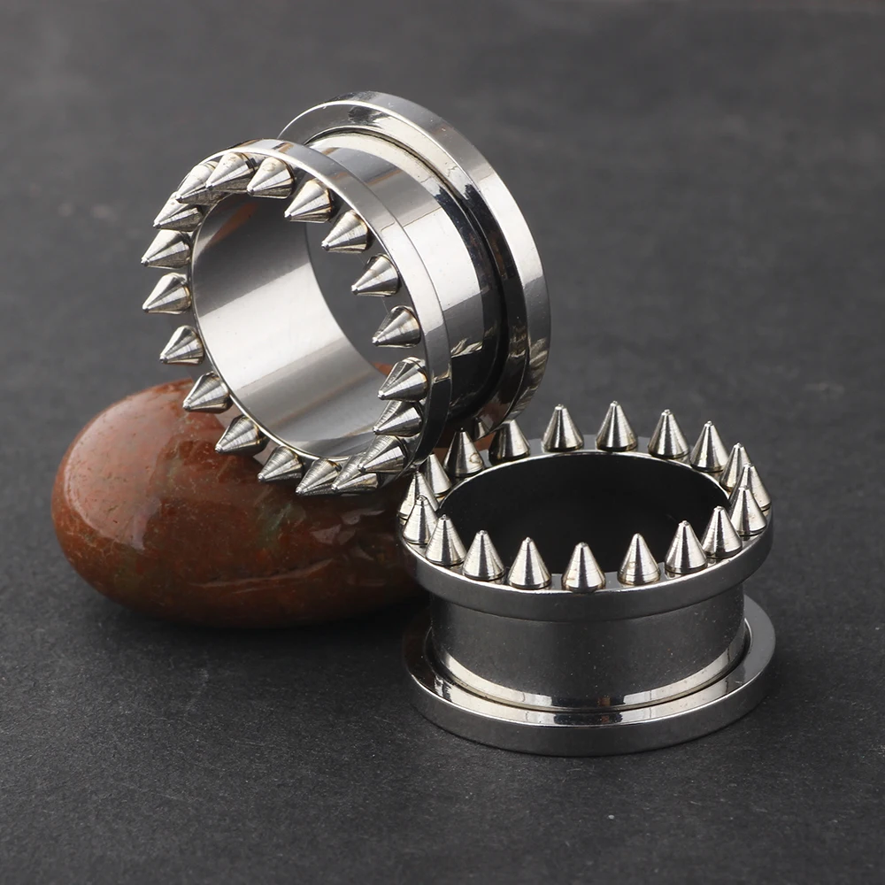 JUNLOWPY Stainless Steel Ear Plugs and Tunnel Flesh Tunnels Earring Gauges Hollow Piercings Expanders Stretchers Body Jewelry