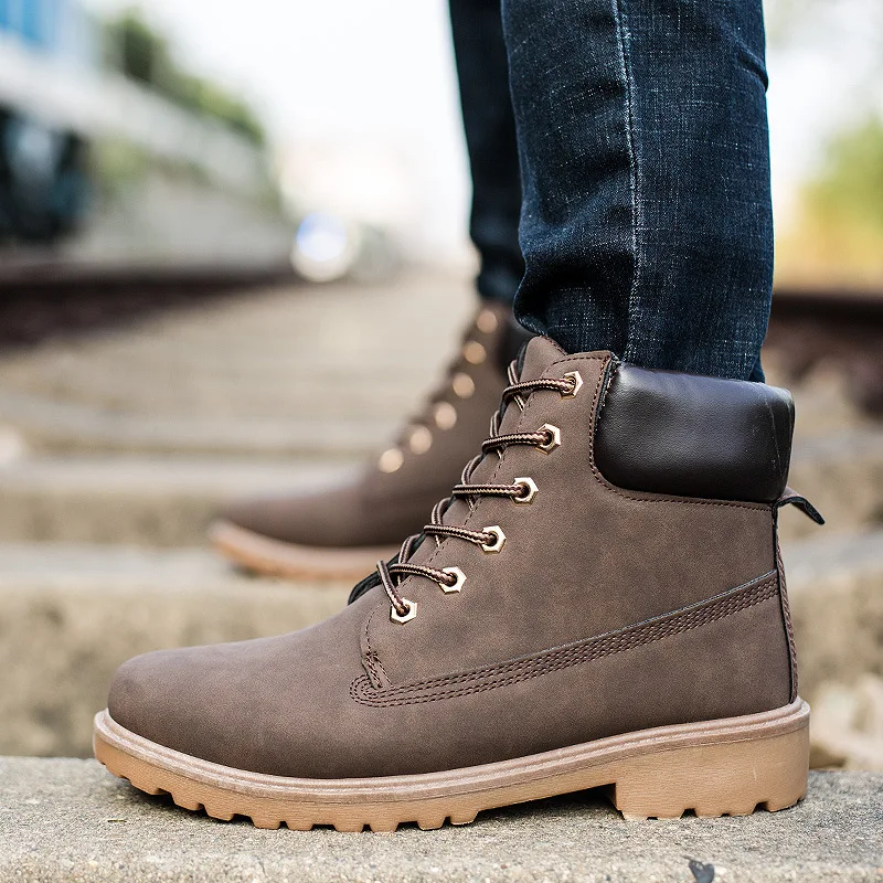 Plat jaune Noir Garder Talon De Hot New Mode Marque Chaussures Homme Hiver Cheville Au marron Bottes Hommes Chaud FTTXAZx