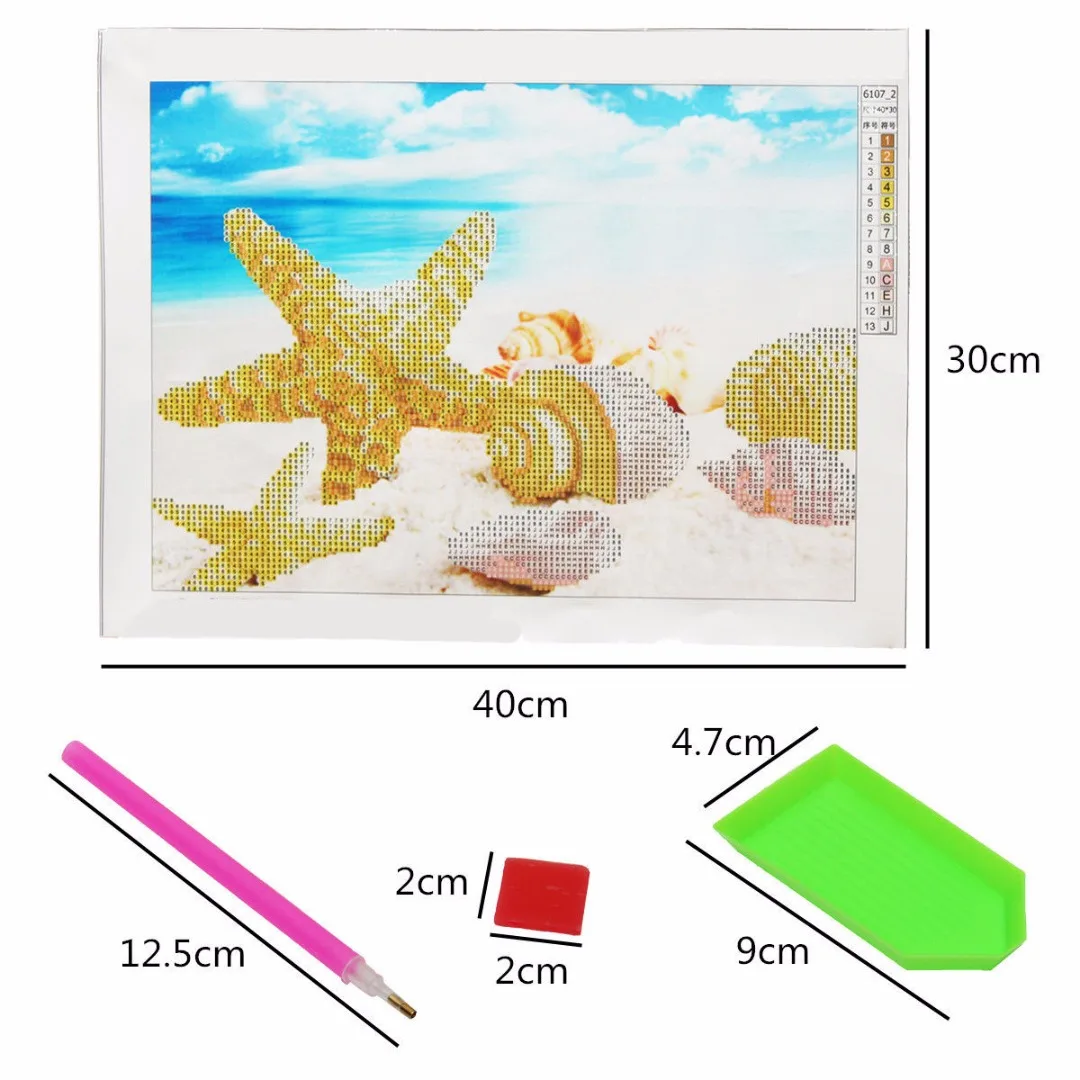 Newest DIY 5D Diamond Painting Beach Starfish Seashell Embroidery Delicate Glow In Dark Quartz Crystal Sphere Ball Blue Luminous