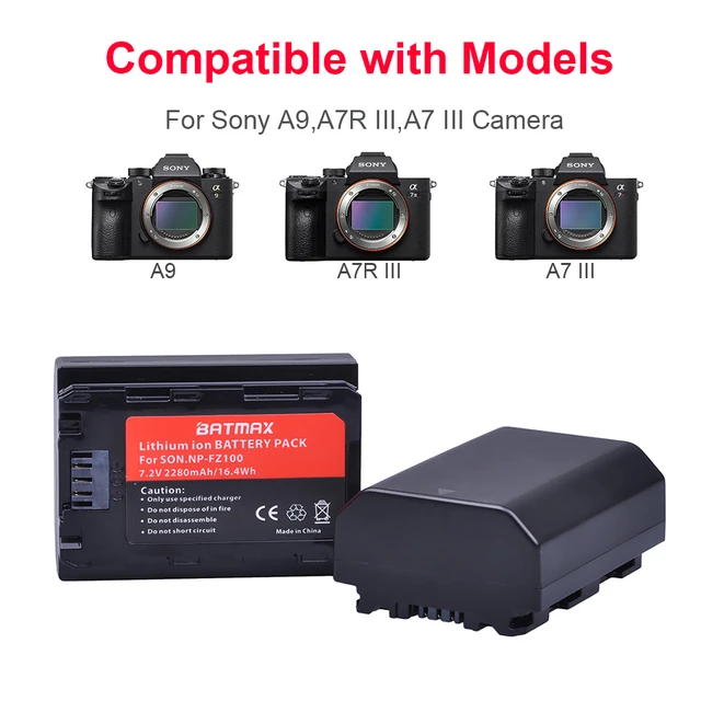 Fz200sony Np-fz100 Battery 2-pack With Led Dual Charger For A9, A7r Iii,  A7 Iii