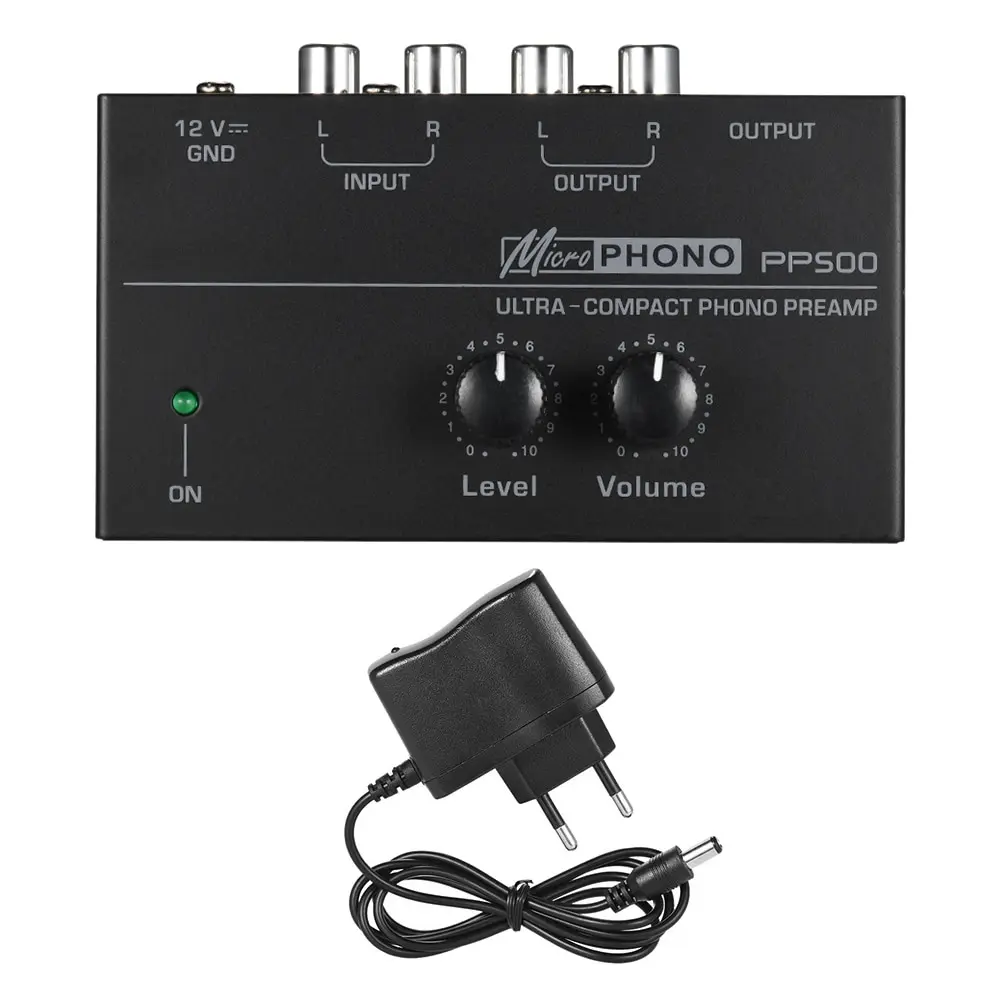

Ultra-compact Phono Preamp Preamplifier with Level & Volume Controls RCA Input & Output 1/4" TRS Output Interfaces