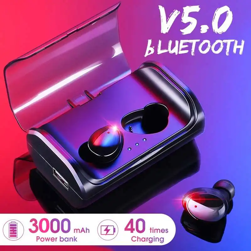 LEORY Wireless bluetooth 5.0 3000mAh Earphone Smart Touch HiFi Noise Cancelling Bilateral Call IPX6 Waterproof