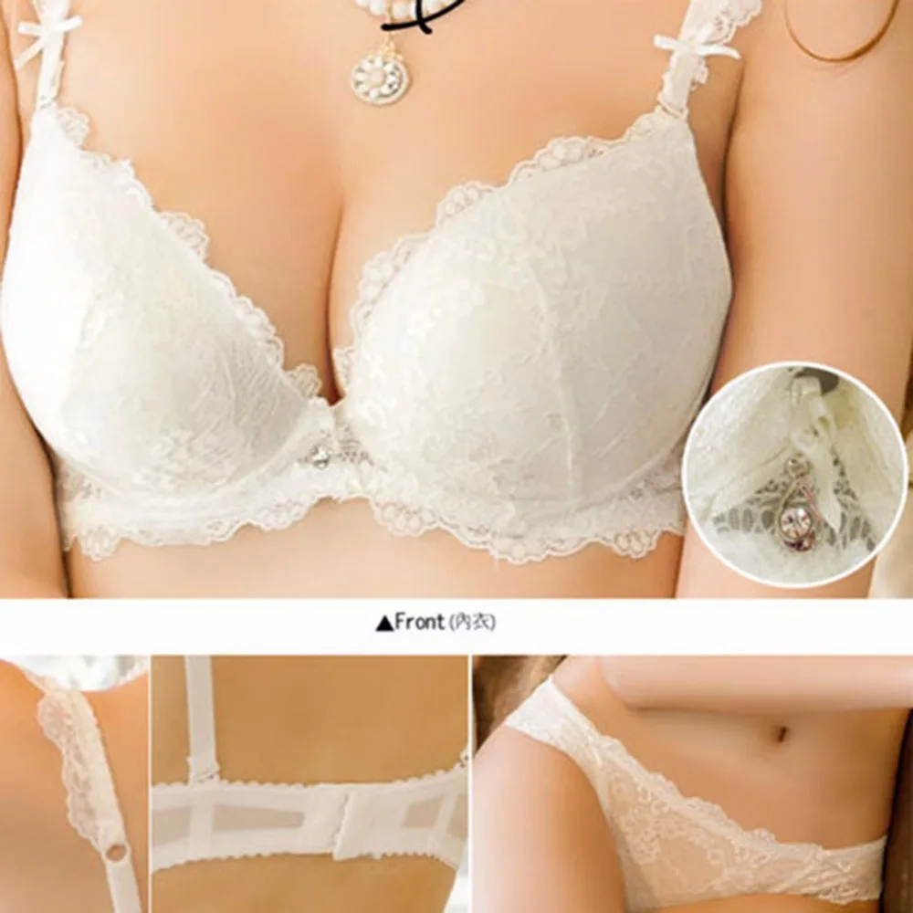 Deep V 32B-36B Sexy Push Up Lace Bra Set Womens Lingerie Underwear Underwire T7
