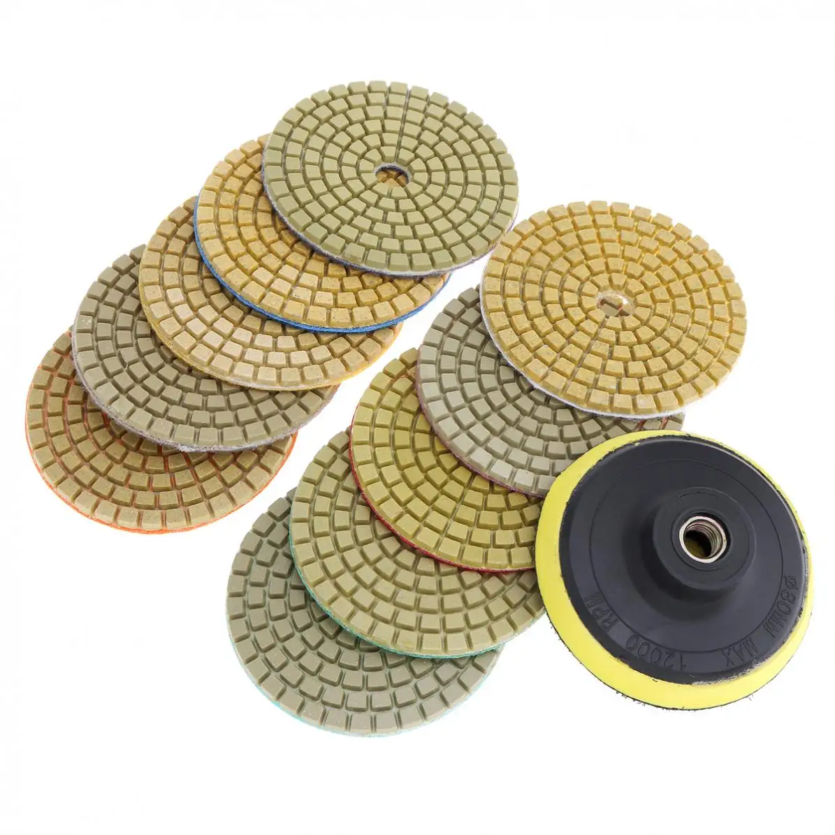 New 10pcs 3 Inch Flexible Wet Stone Polishing Disc with Sticky Plate for Diamond / Marble / Granite 10pcs uhf 330 390mhz 350mhz flexible whip antenna for motorola walkie talkie gp338 gp328 gp3188 gp68 gp340 gp88s gp88 cp140 etc