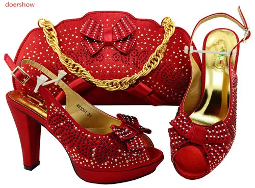 

doershow New Design Italian Shoes With Matching Bag Set Fashion Italy Shoes And Bag To Match African Women Shoes For XA003-23