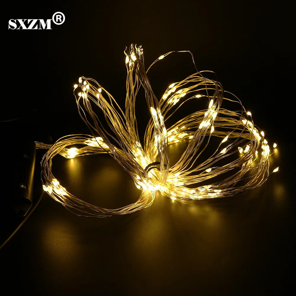 

SXZM Christmas Led string Light 12V 10X2M 200leds Silver Wire Flexible strip DC5.5X2.1mm outdoor decoration Bar,Garden,Party