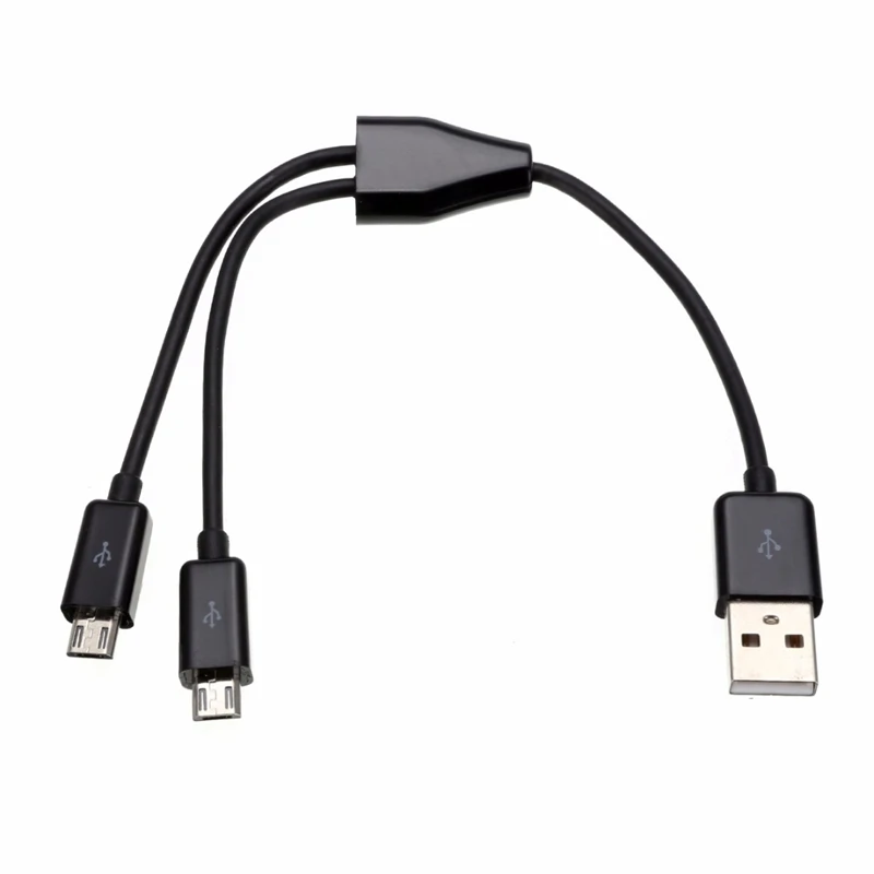 USB 2,0-Dual 2 Micro USB 2,0 Мужской y-разветвитель кабель для зарядного устройства 0,2 м/футов/1 м/3 фута черный/белый