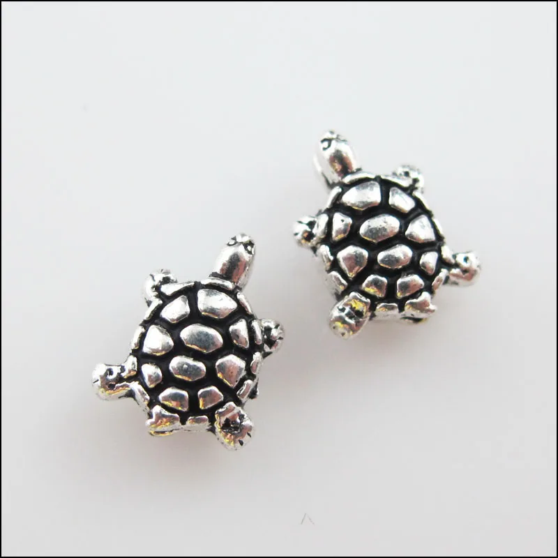 20 шт тибетские серебряные тона милые Крошечные Черепаха Spacer Бусины 8x10 мм