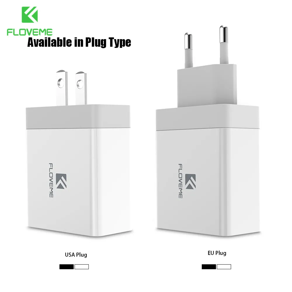 

FLOVEME USB Phone Charger For iPhone 6 7 Samsung Galaxy S8 S9 5V 3.4A Charging 2 Ports EU US Plug For Apple Samsung Pad Laptop