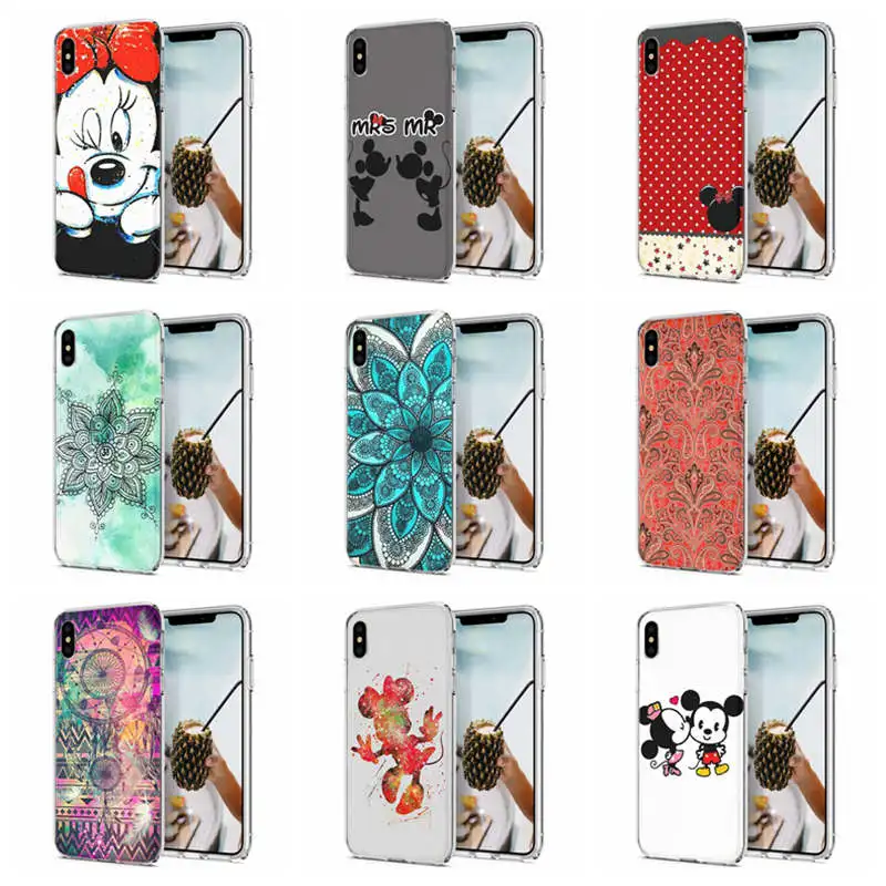 Soft Phone Case For iPhone X XS XR Covers TPU Colorful Mandara Mickey Minnie Pattern Fundas iPhone6 7 Max E092 |