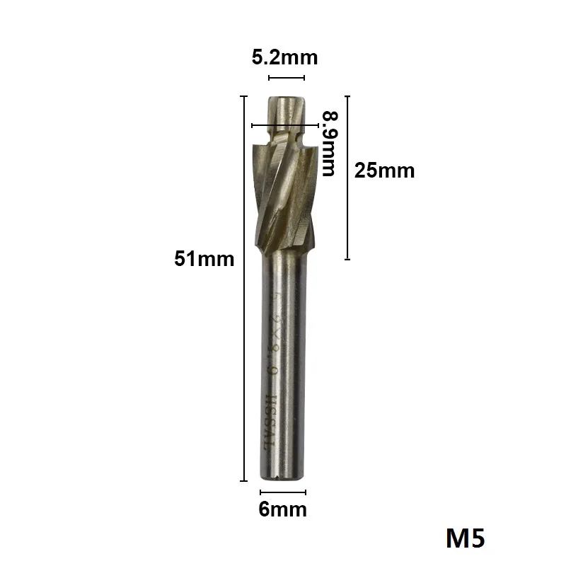 1 шт. M3.2-M16.5 HSS Цековка торцевой Фрезы с ЧПУ машина для вырезания гребней и пазов 4 флейты гравировальное лезвие раззенковка фреза - Длина режущей кромки: M5.2