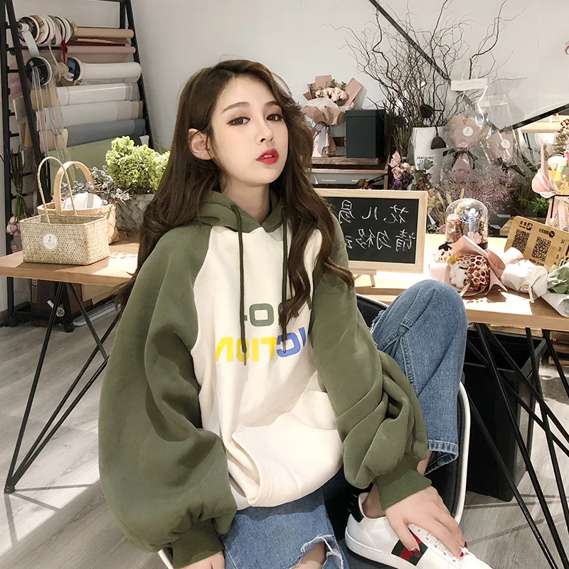 

Harajuku Sweatshirt Women Korean Style Autumn Hoodie Long Sleeve Letter Print Boyfriend Style Bluza Damska Casual Clothes TQ044W
