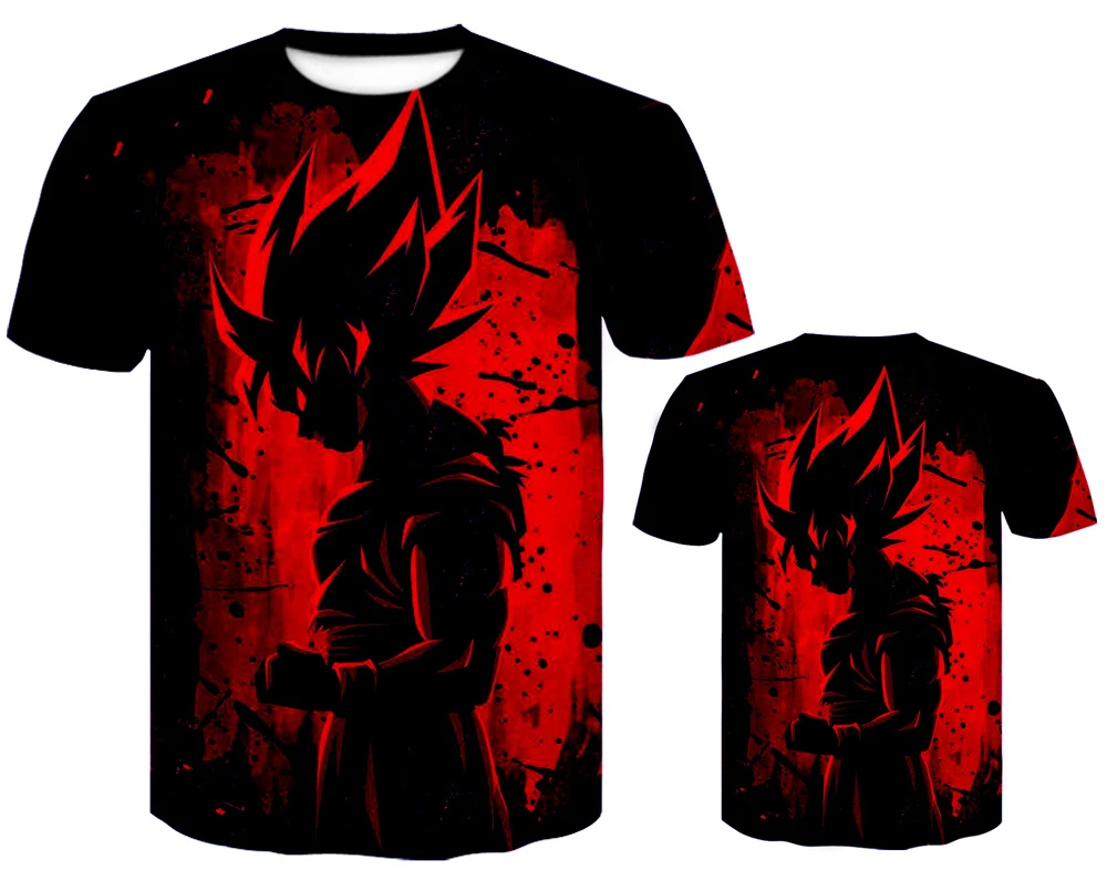 Аниме Dragon Ball Z Super Saiyan 3D футболка Гоку летние модные футболки для мужчин/мальчиков Забавный принт мультфильм футболка плюс размер XS-XXL