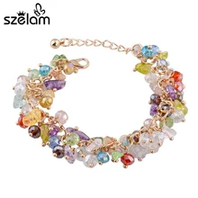 Szelam, натуральный фиолетовый камень, браслеты для женщин, модная Золотая цепочка, очаровательные браслеты и браслеты, ювелирные изделия дружбы SBR140192