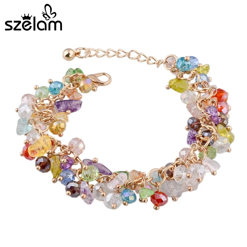 

Szelam 2019 Purple Natural Stone Bracelets For Women Fashion Gold Chain Charm Bracelets & Bangles Friendship Jewelry SBR140192
