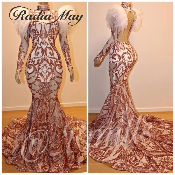 rose gold sequin fishtail dress
