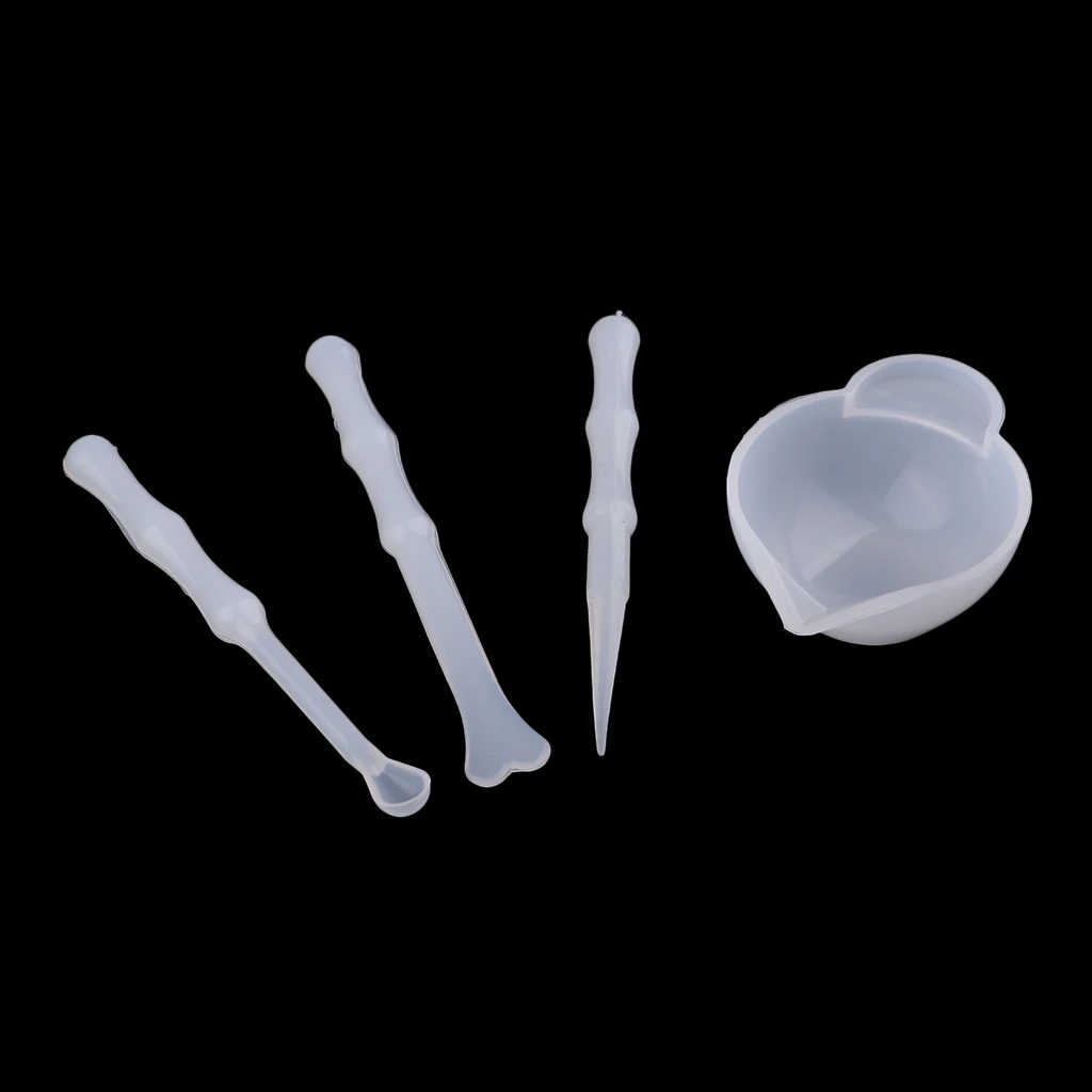 4pcs UV Resin Color Mixing Silicone Cup Mini Silicone Mixing Dish and Stirrers Epoxy Resin DIY Casting Jewelry Craft Tools