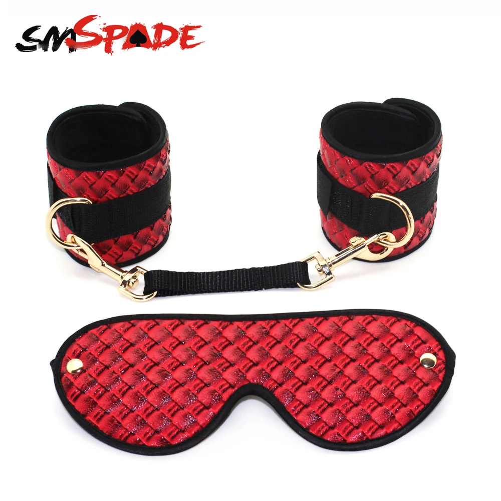 Набор для бондажа SMSPADE из искусственной кожи наручники повязка на глаза подходит