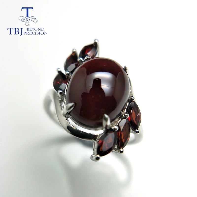 

TBJ,new 2019 Simple and elegant ring with natural garnet gemstone in 925 sterling silver fine jewelry for women as a gift