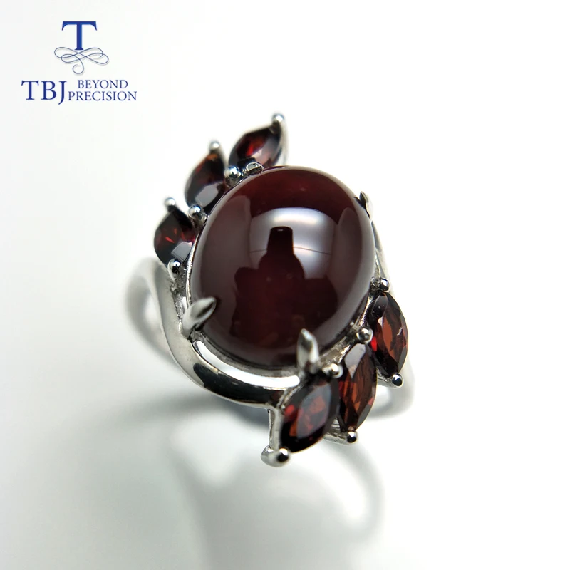 TBJ, новый 2019 простой и элегантный кольцо с натуральный гранатовый камень в 925 серебро ювелирные украшения для женщин в подарок
