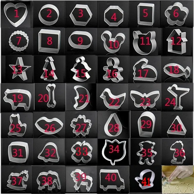 

41pcs/set Aluminium Mold Sugarcraft Biscuit Cookie Cake Pastry Baking Cutter Mould Tool pastry tools baking tools for cakes