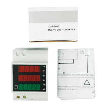 

5pcs/lot D52-2047 Rail Type Digital Energy current voltage Power Meter Voltmeter AC 0-100A AC80-300V Ammeter
