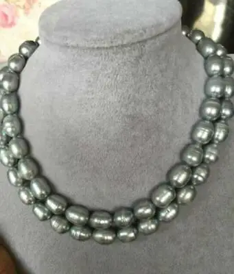 

HUGE 32"9-10MM NATURAL SOUTH SEA GENUINE BAROQUE GREY PEARL NECKLACE 713AAA