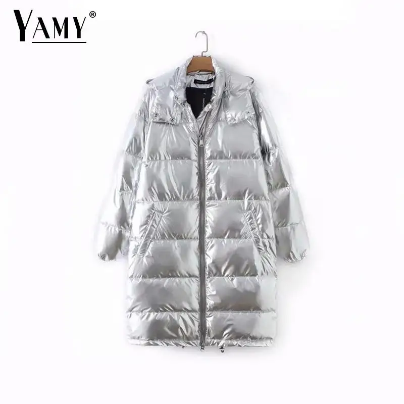 Зимняя куртка женская abrigos mujer invierno 2018 manteau femme hiver длинное пальто chaqueta Серебряная