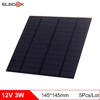 

ELEGEEK 5Pcs/Lot 3W 12V Mini Solar Cell Panel 145*145mm Polycrystalline PET Solar Panel for Test and DIY Solar system 145*145mm