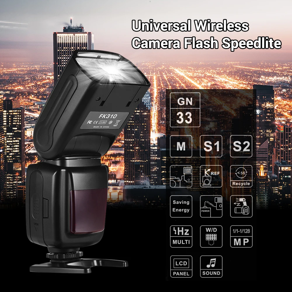 Модная универсальная Беспроводная вспышка для камеры Speedlite GN33 ЖК-дисплей для Canon Nikon sony Olympus Pentax DSLR камеры s