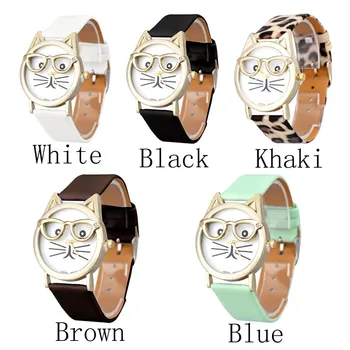 

Cute Glasses Cat Women Analog Quartz Dial Wrist Watch Luxury brands Beautiful Eye-catching Casual watch Top brands #8