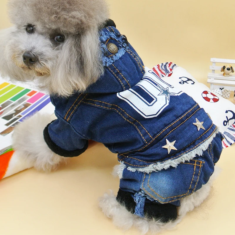 Bigeyedog зимняя одежда для собак джинсовый комбинезон Теплый наряд для домашних животных Чихуахуа Пудель Бишон йоркские комбинезоны для собак Одежда для щенков