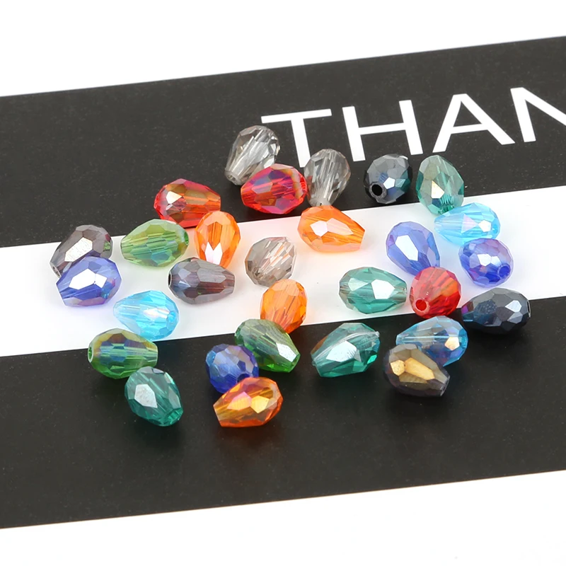 

70pcs 5x7mm Austria Teardrop Crystal Waterdrop Beads Loose Spacer Beads For DIY Jewelry Crafts Sewing Clothing Accessories