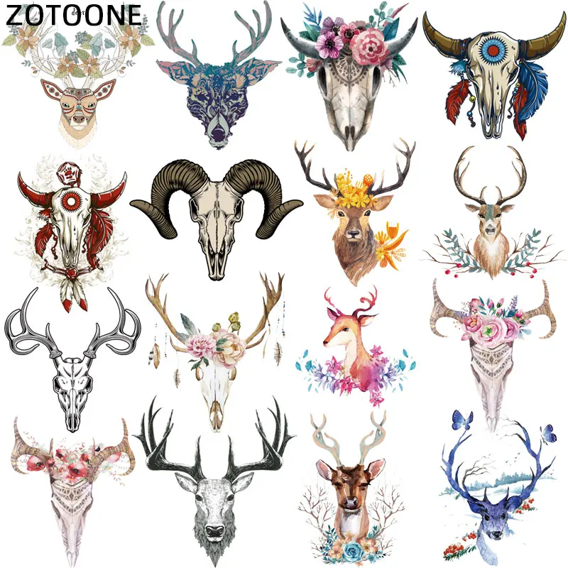 

ZOTOONE Biker Sheep Skull Heat Transfer Patches for Clothing Sticker DIY Cute Iron on Transfert Thermocollants T-shirt Printed G