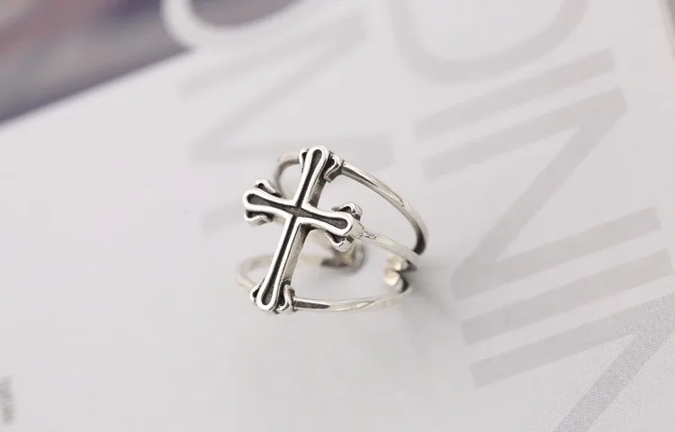 Панк Ретро 925 пробы серебряные кольца для женщин ювелирные изделия Мода Открытый регулируемый палец кольцо