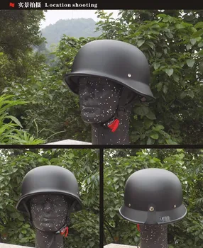 

Motorcycle Helmet German Leather Style Pilot Motorcycle Open Face Retro Half Helmet Cruise Chopper Biker Pilot DOT S