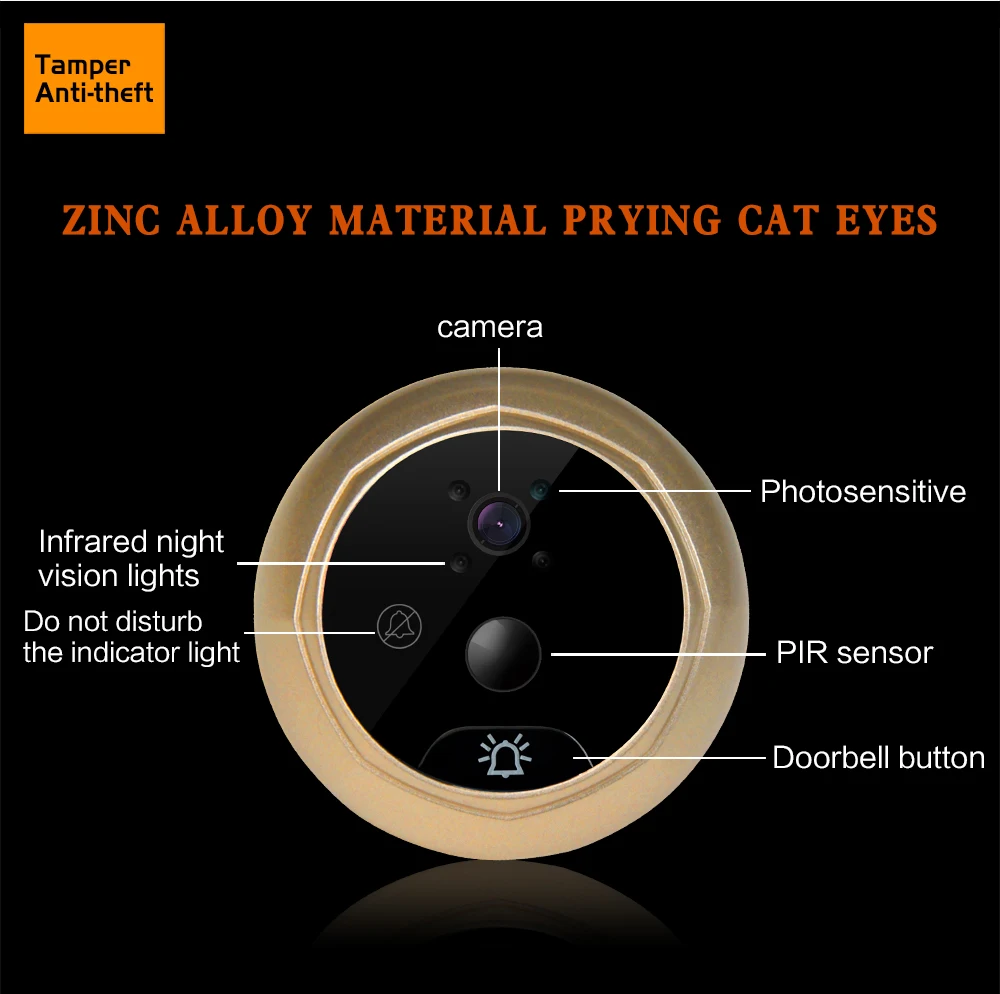 

New arrival 2.4" Wireless doorbell with camera TFT Screen Display Night Vision Camera Video Peephole Camera Visual Doorbell Q5