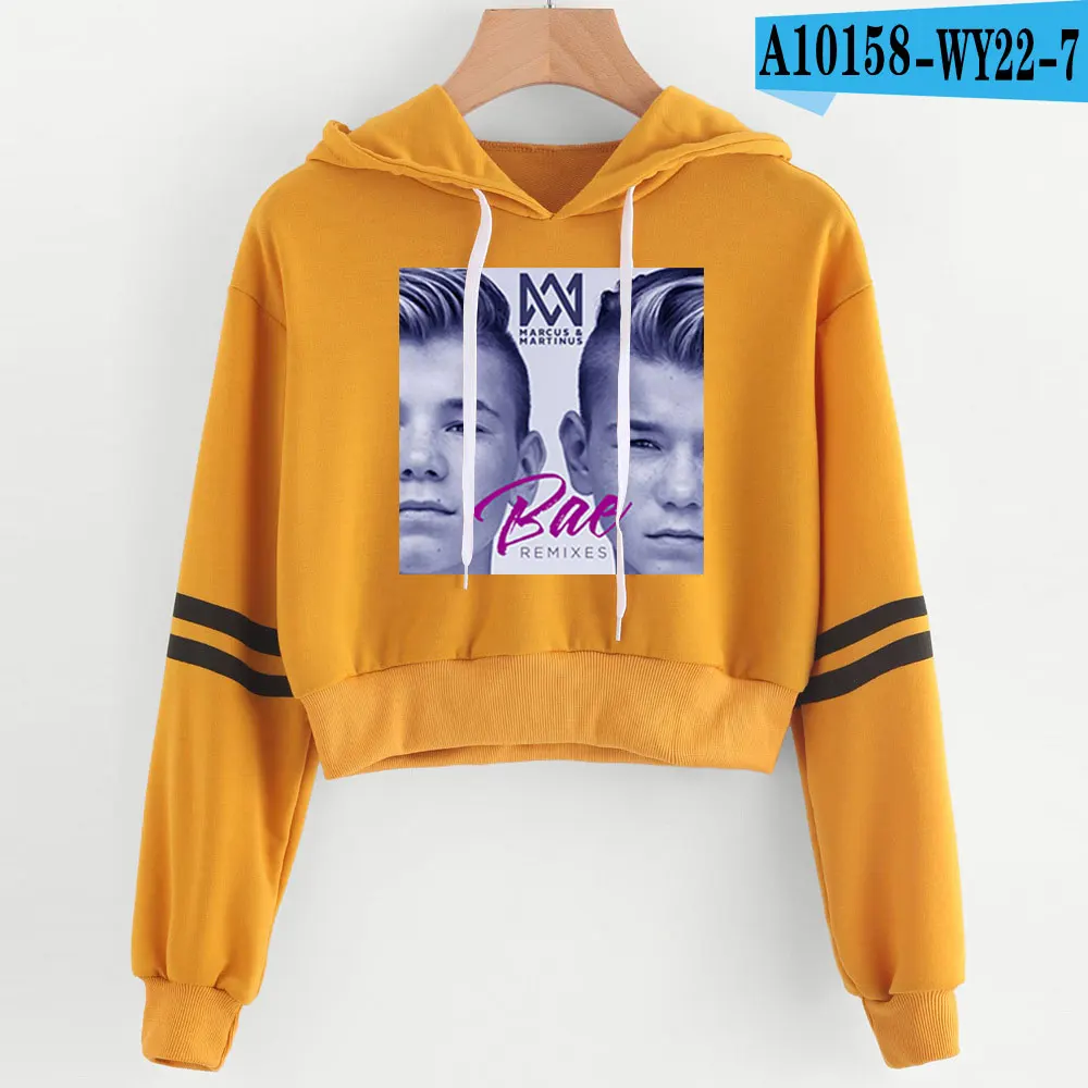 Marcus and Martinus Navel Hoodies Hip Hop New Casual Fashion women Hoodies Outwear High Street Marcus& Martinus Sexy Sweatshirt - Цвет: Orange