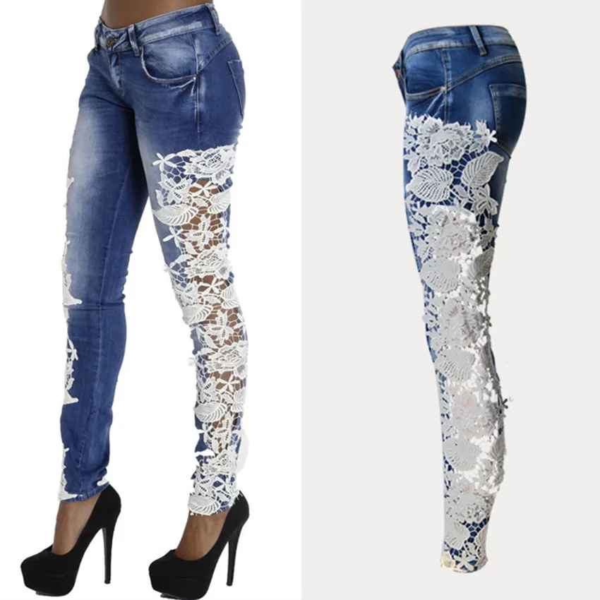 Online Buy Wholesale ripped lace jeans from China ripped