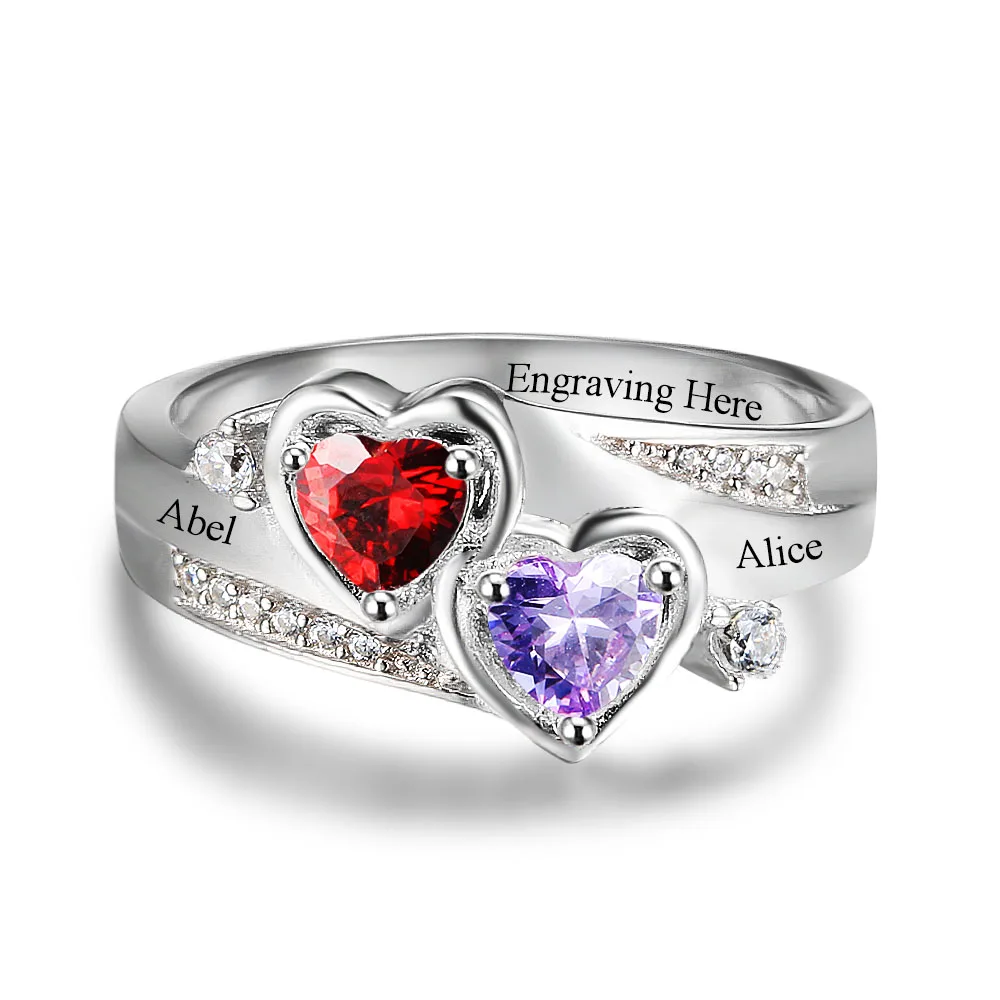 Кольцо обещания, персонализированное выгравированное имя, заказной камень-талисман в форме сердца, кольцо 925 пробы, серебряные кольца для женщин, подарок(JewelOra RI102502