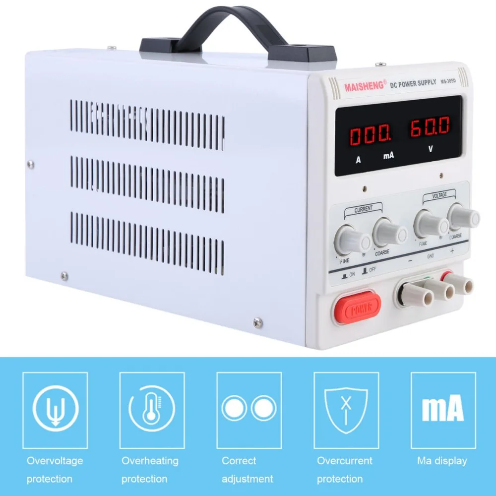 

Test Repair Centres Dual Digital Display 30V 10A Lab Grade DC Power Supply High Precision Variable Adjustable