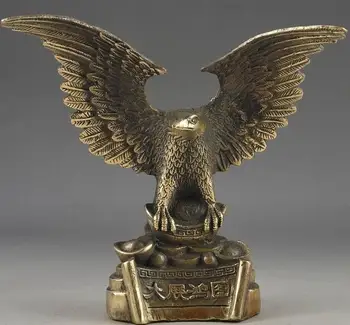 

Chinese Vintage Brass Handwork Hammered Wealth Succeed Eagle Statue