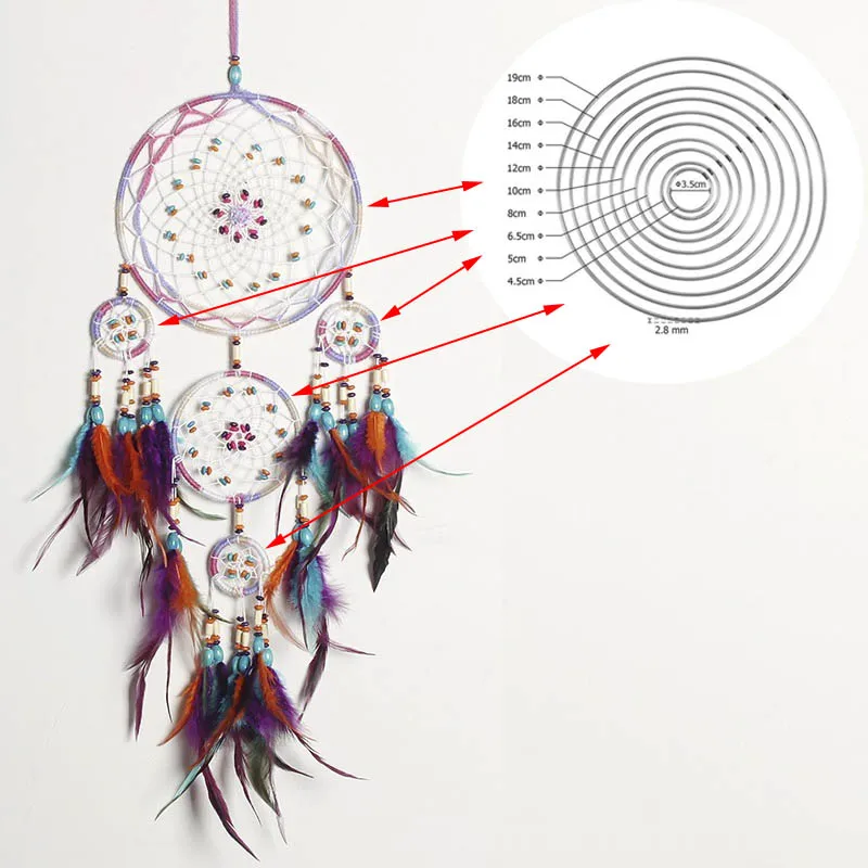 10 шт. 35-400 мм Ловец снов Reve круг железные кольца подвесные металлические pour cercle attrape reve Сеть ювелирных изделий 2,8 мм толщина