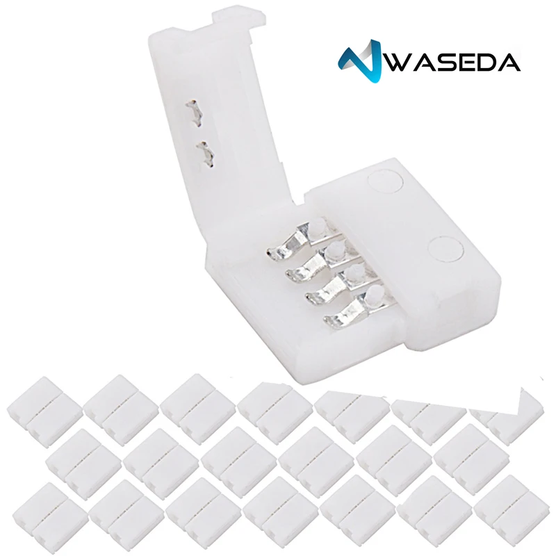

20Pc 4Pin RGB PBC LED Light Strip Connector Waseda PBC LED 10mm Gapless Strip to Strip Solderless Adapter for SMD 5050 led strip