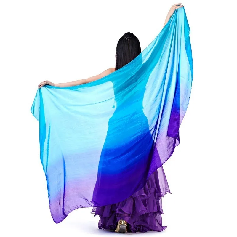 

Blue Silk Indian Belly Dance Scarf Modern Belly Dancing Yarn BellyDance Stage Articles Voile Danse Orientale India Dress Sari