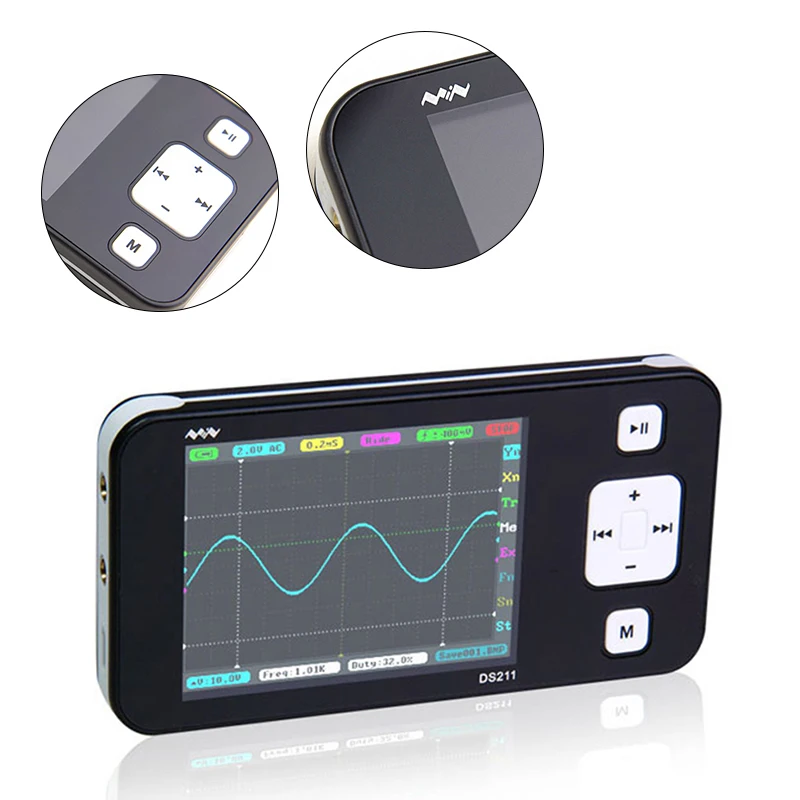 

DS211 Osciloscopio Automotive Pocket Size Portable ARM Mini Digital Oscilloscope USB 2.8 DSO211 With Oscilloscope Probes