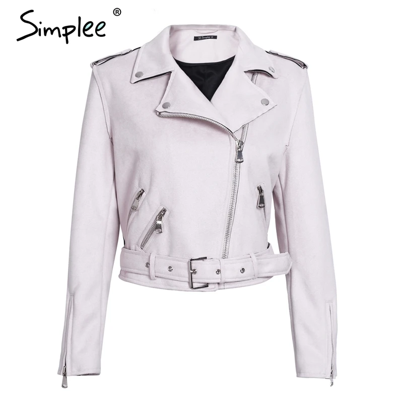 Simplee Leather suede faux leather jacket Women zipper belt moto jacket Cool streetwear ladies' leather jackets winter coat 2017 Simplee Leather suede faux leather jacket Women zipper belt moto jacket Cool streetwear ladies' leather jackets winter coat 2017