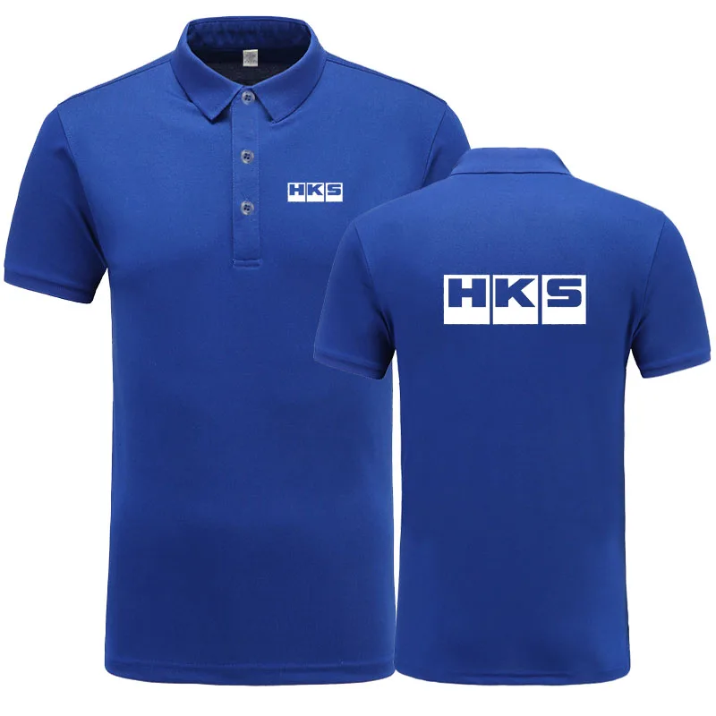 Новые летние поло для мужчины с коротким рукавом высокого качества хлопок Мода HKS Логотип Печать Повседневная рубашка-поло бизнес Camisa Polo - Цвет: Синий